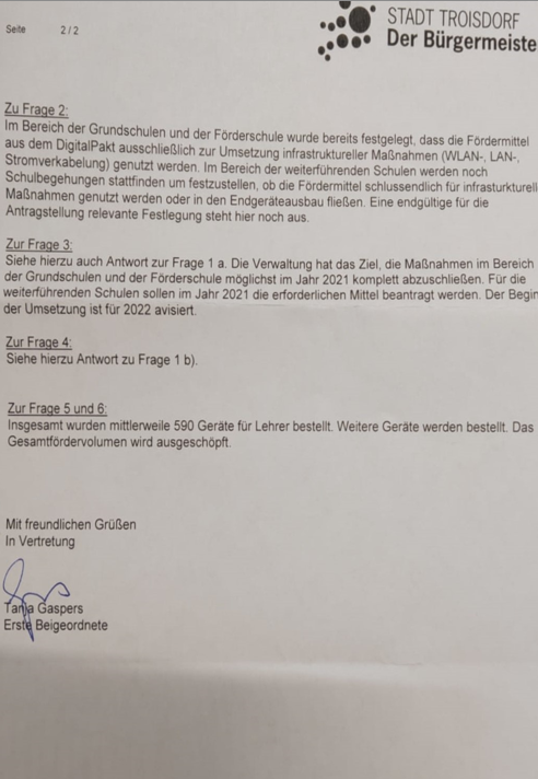 Digitalisierung der Schulen wo stehen wir Antwort, Seite 2